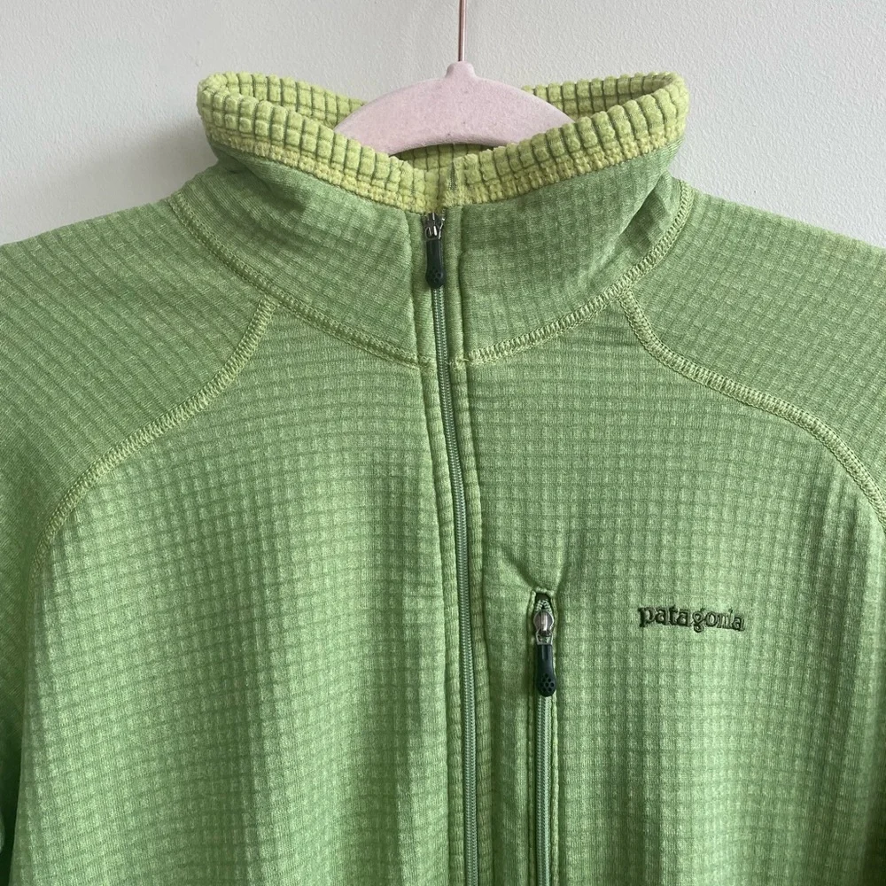 Patagonia Men’s R1 Pullover Half Zip Lime Green Grid Fleece Lined Jacket - Picture 8 of 8
